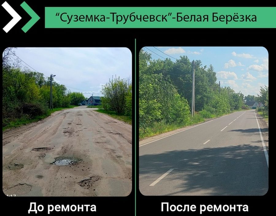 Отремонтирован участок автодороги Суземка-Трубчевск-Белая Березка в Трубчевском районе на Брянщине